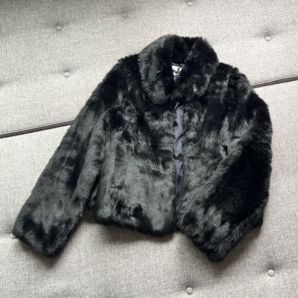 NWT Jack Wills Black Faux Fur Jacket